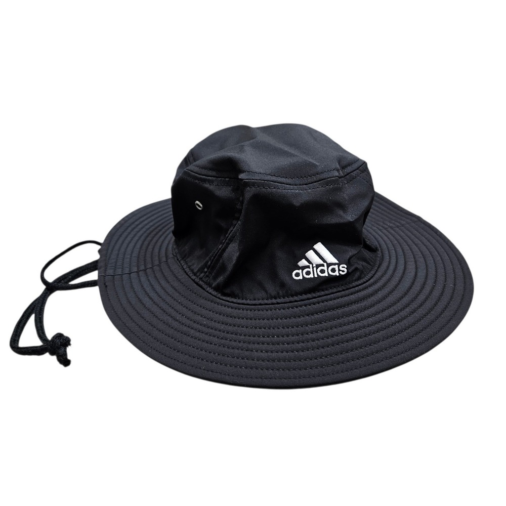 Adidas AeroReady Black Wide Brim Bucket Sun‎ Hat Adjustable Chin Strap Unisex